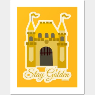 Cute Golden Theme Style Castle Art Pattern Posters and Art